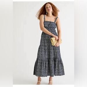 Classic J. Crew Tiered Maxi Dress with Convertible Straps in Navy Size: Medium